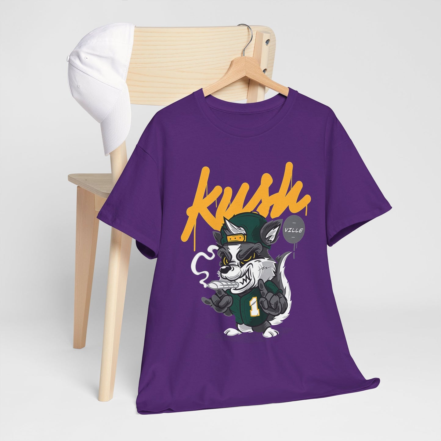Street Style Unisex Heavy Cotton Tee - 'Kush Ville' Graphic Design