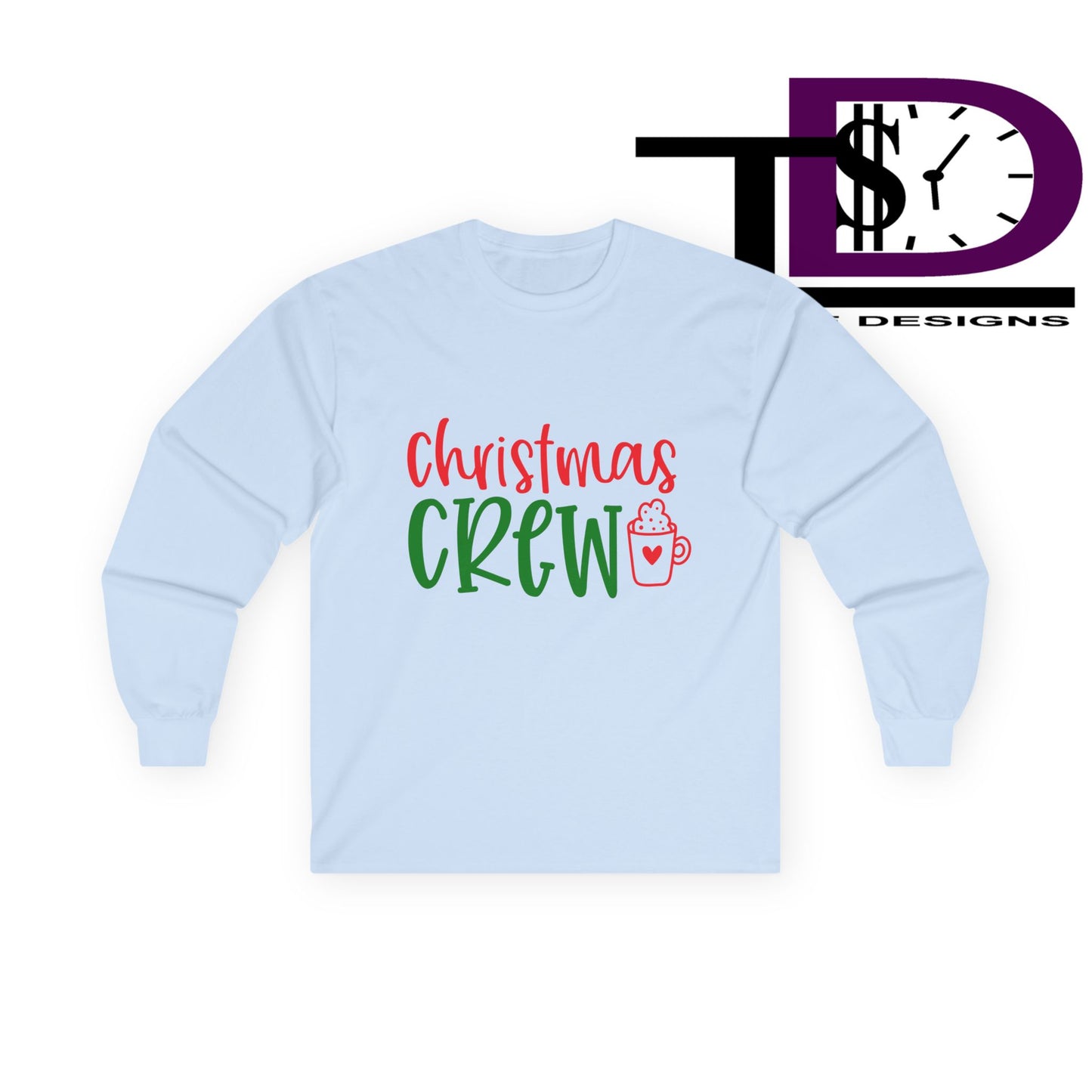 Christmas Crew Long Sleeve Tee, Holiday T-Shirt, Family Gathering Shirt, Winter Apparel, Festive Cotton Top