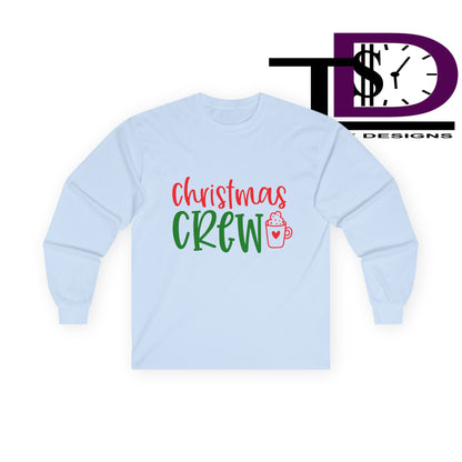 Christmas Crew Long Sleeve Tee, Holiday T-Shirt, Family Gathering Shirt, Winter Apparel, Festive Cotton Top