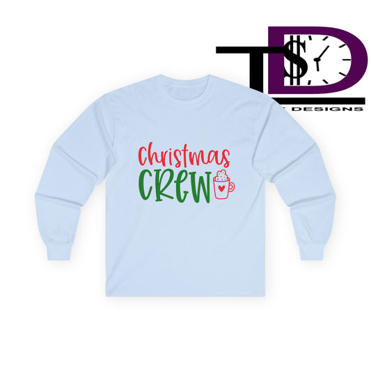 Christmas Crew Long Sleeve Tee, Holiday T-Shirt, Family Gathering Shirt, Winter Apparel, Festive Cotton Top