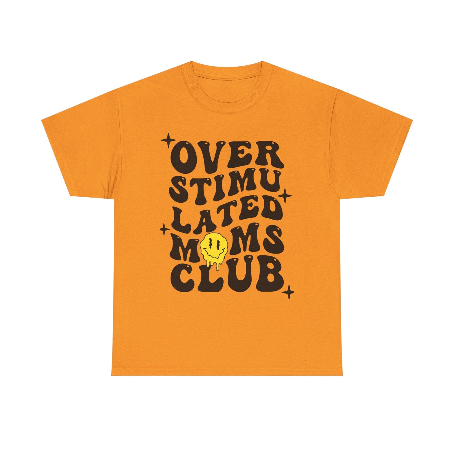 Overstimulated Moms Club Unisex Heavy Cotton Tee - Vibrant Orange T-Shirt for Busy Moms