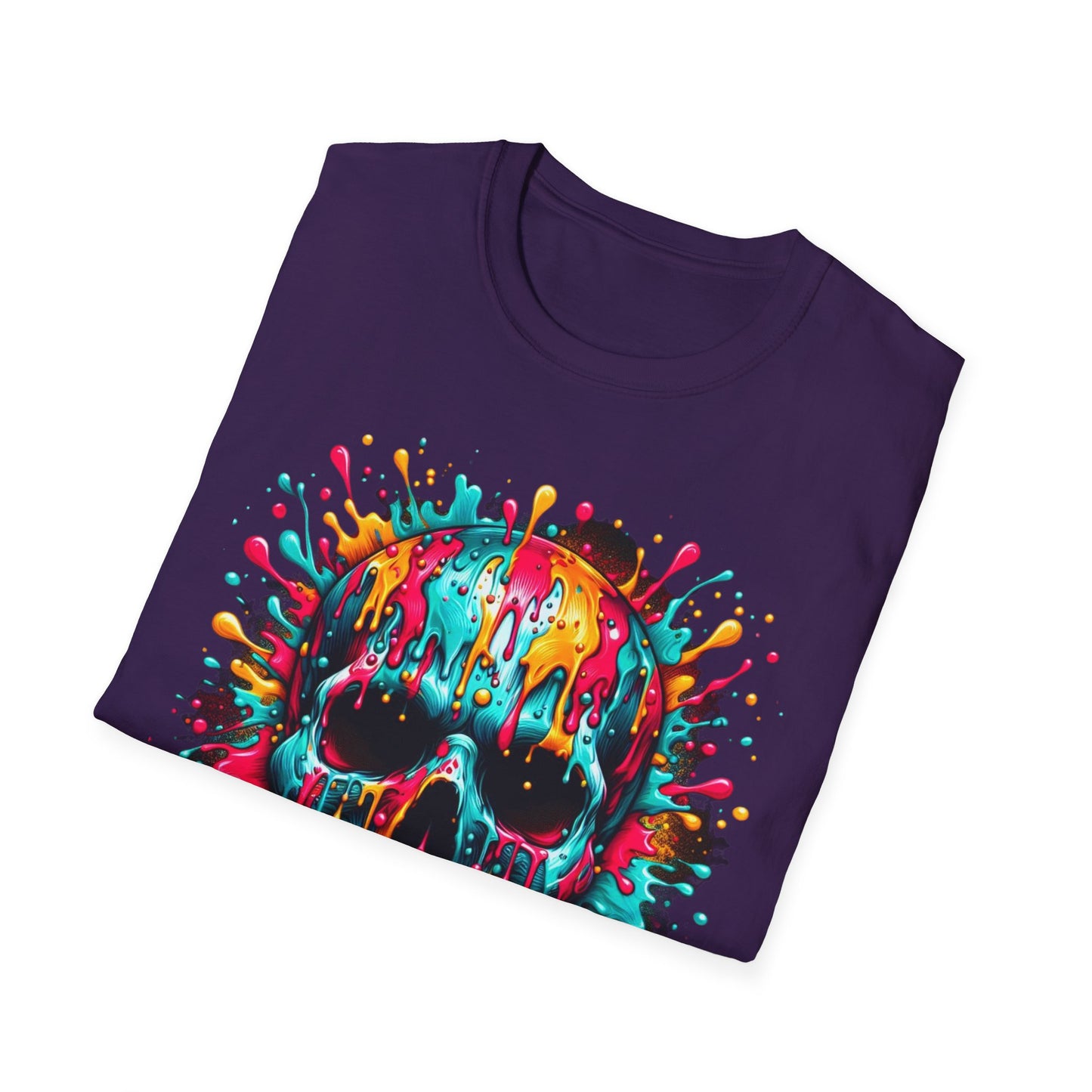 Colorful Drip Skull Unisex T-Shirt - Vibrant Graphic Tee for Art & Music Lovers