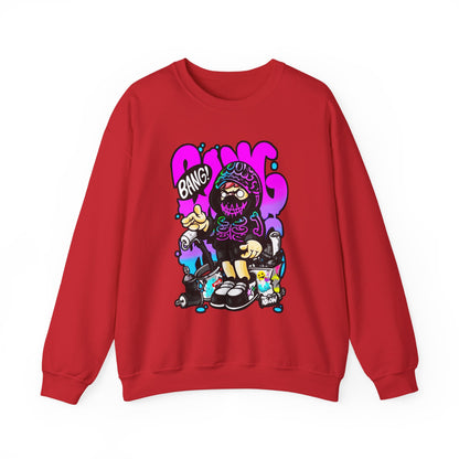 Streetwear Crewneck Sweatshirt — Cartoon Hoodie Character "BANG" Graphic