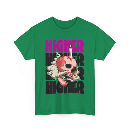 Skull Graphic Tee - "Higher" Unisex Heavy Cotton T-Shirt