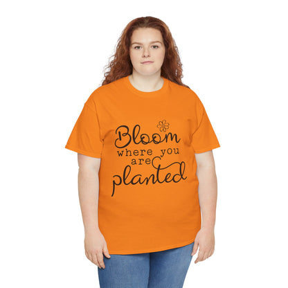 Inspirational Bloom Tee - Unisex Heavy Cotton T-Shirt for Growth Mindset