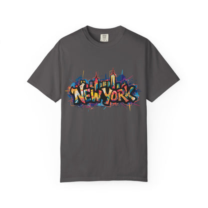 Colorful New York Graffiti T-Shirt, Streetwear Tee, City Vibe Shirt, Travel Souvenir Gift, Urban Fashion, Summer Outfit