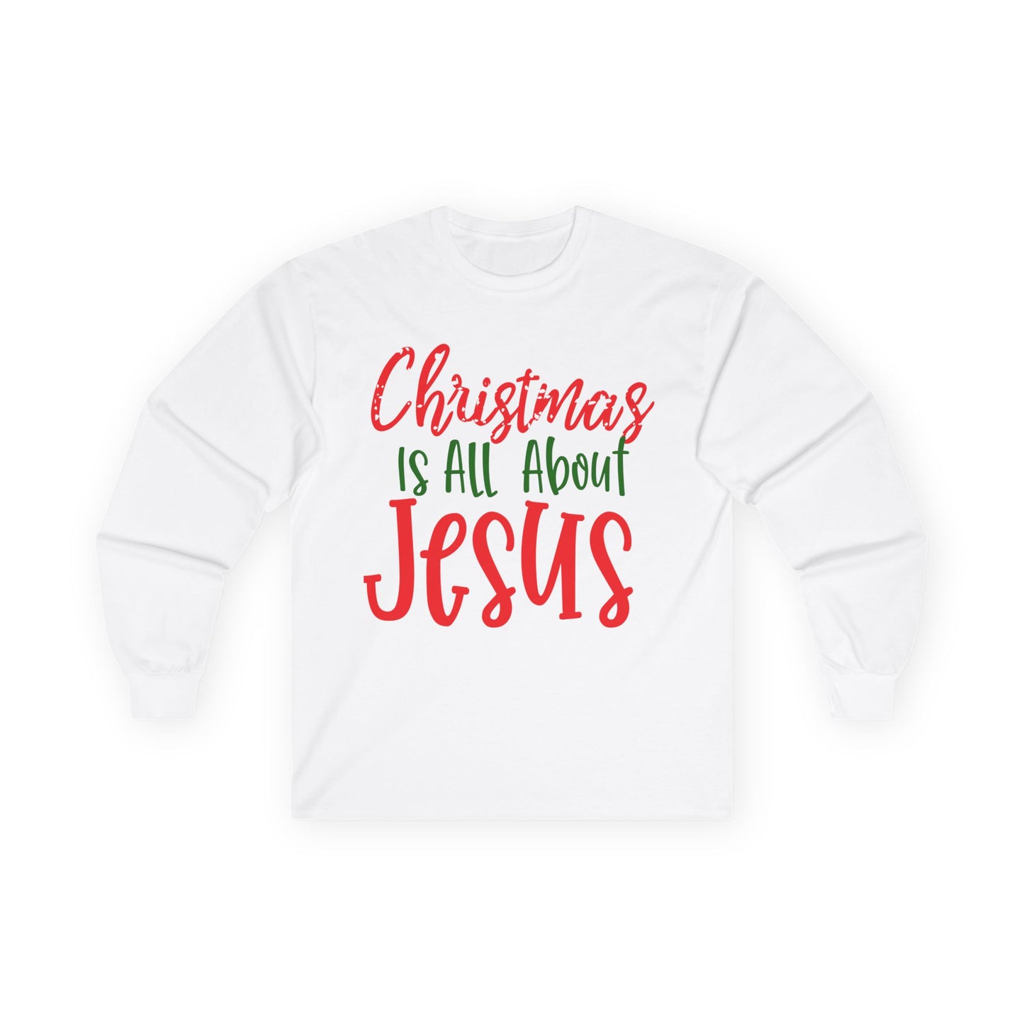 Christmas Jesus Long Sleeve Tee, Unisex Cotton Holiday Shirt, Religious Gift, Faith-Based Apparel, Church Activities, Family Gatherings