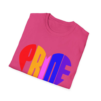Pride Heart T-Shirt, LGBTQ Apparel, Unisex T-Shirt, Softstyle Tee, Gay Pride Shirt, Celebration Wear, Rainbow Love Tee
