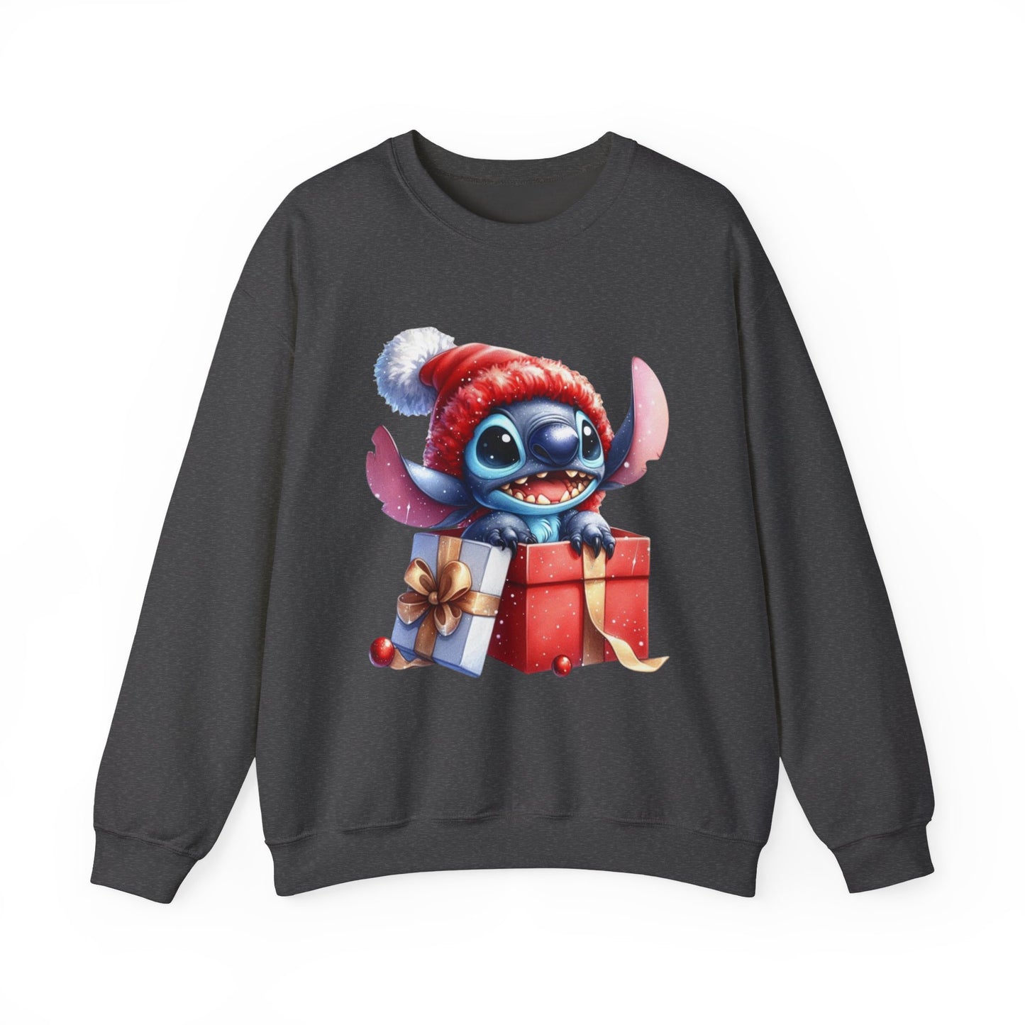 Christmas Stitch Sweatshirt – Cute Stitch in Santa Hat with Holiday Gifts