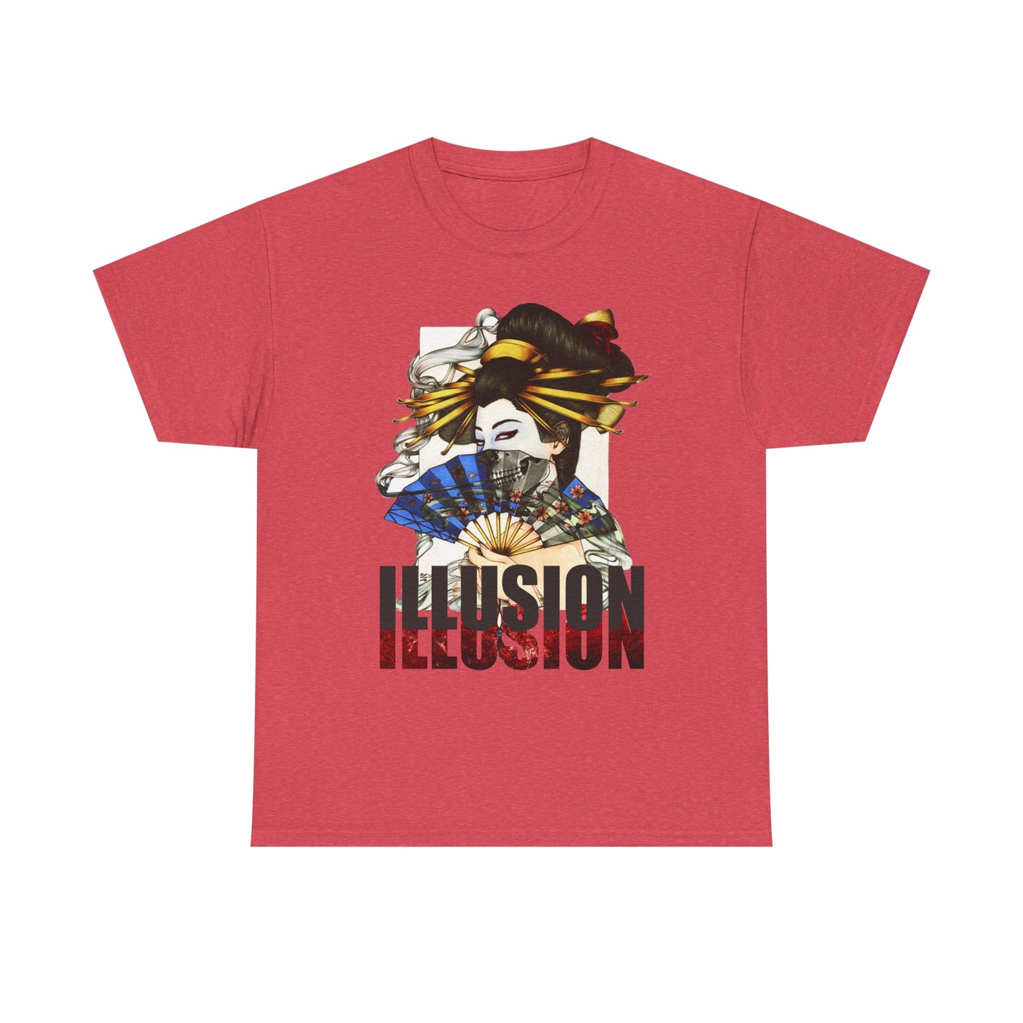 Unisex Heavy Cotton Tee - Illusion Design - Artistic Fan Graphic Tee for Casual Wear