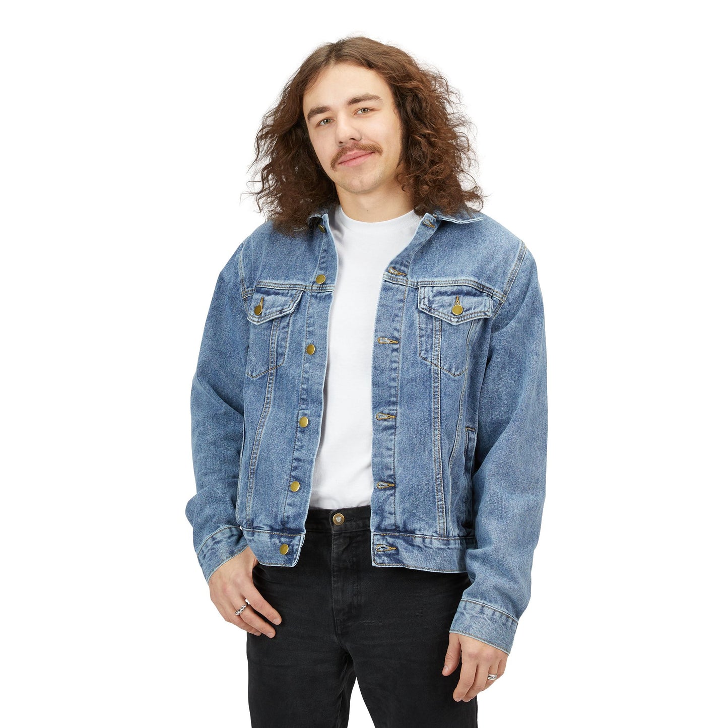 Men's Vintage Denim Jacket with Graphic Art