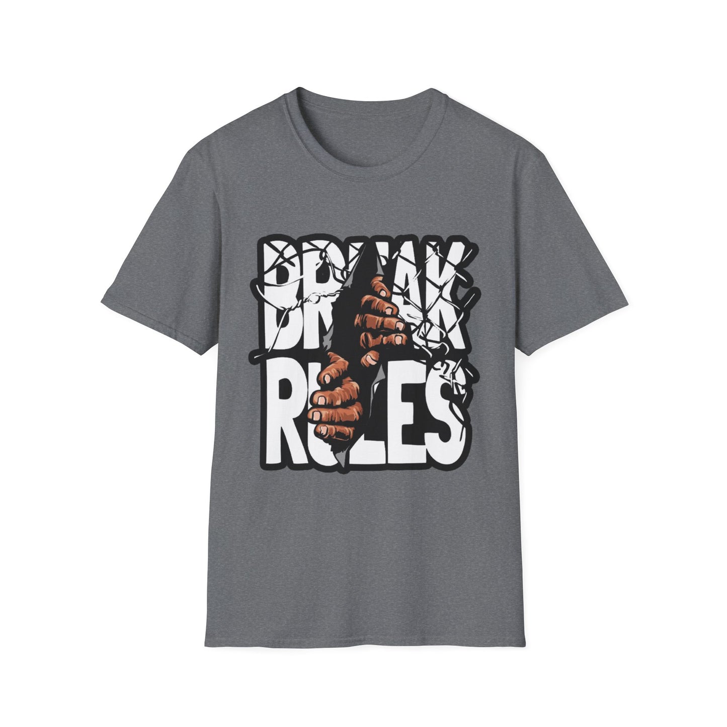 Break Rules Unisex Softstyle T-Shirt - Casual Streetwear Tee for Rebels