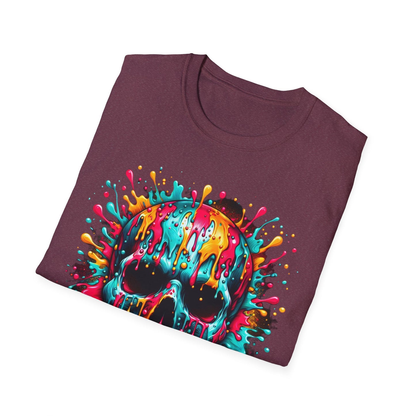 Colorful Drip Skull Unisex T-Shirt - Vibrant Graphic Tee for Art & Music Lovers