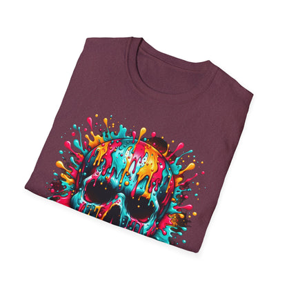 Colorful Drip Skull Unisex T-Shirt - Vibrant Graphic Tee for Art & Music Lovers