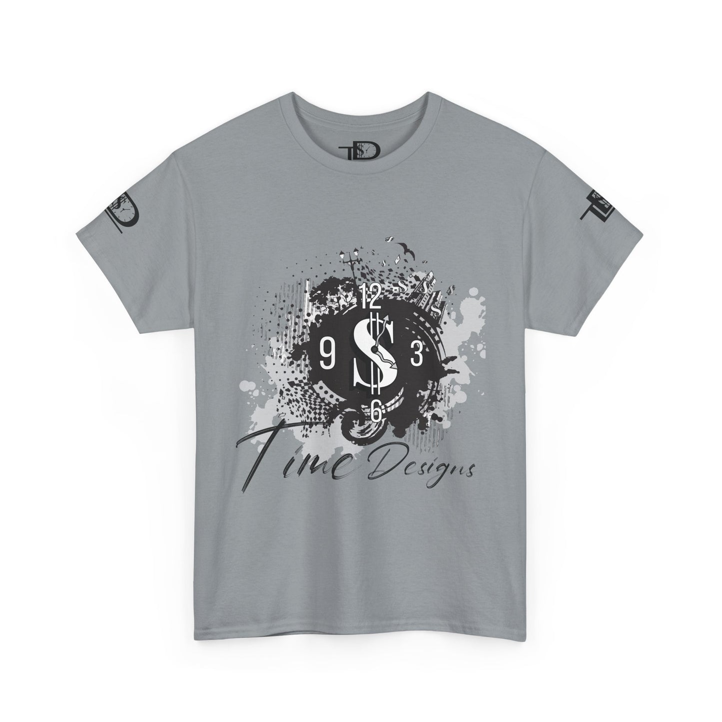 Unisex Heavy Cotton Tee - Time Designs Dollar Clock Graphic T-Shirt