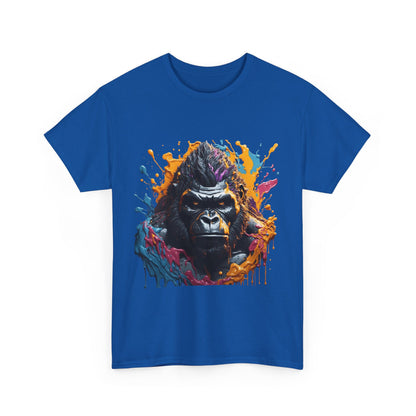 Colorful Gorilla Art Unisex Heavy Cotton Tee - Bold Graphic Tee for Animal Lovers