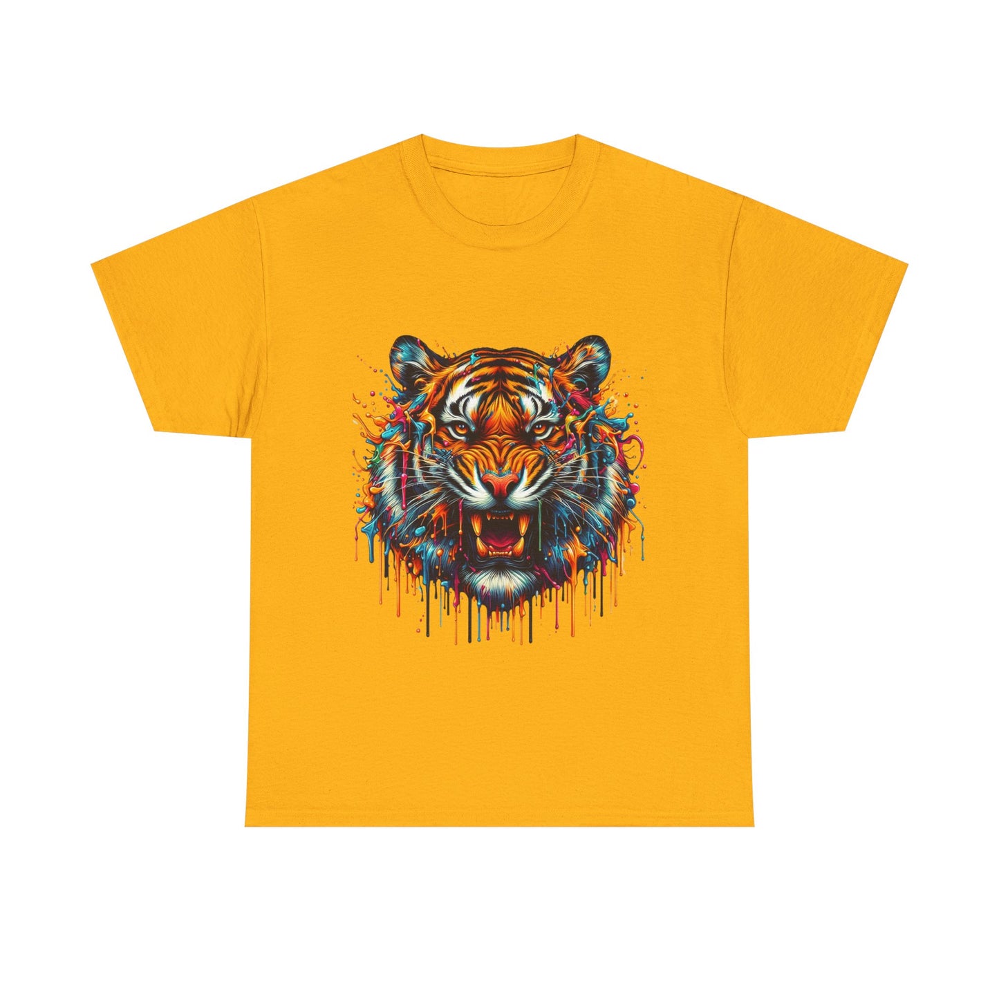 Fierce Tiger Unisex Heavy Cotton Tee - Vibrant Animal Graphic Shirt