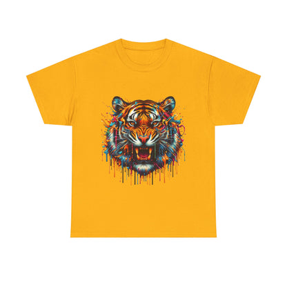 Fierce Tiger Unisex Heavy Cotton Tee - Vibrant Animal Graphic Shirt