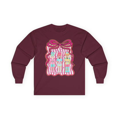 Long Sleeve Tee — Cute Kawaii Nutcracker Dolls with Bow Graphic