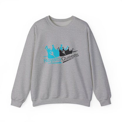 Crewneck Sweatshirt - "Royalty Queens" Crown Logo Graphic (Blue & Black)