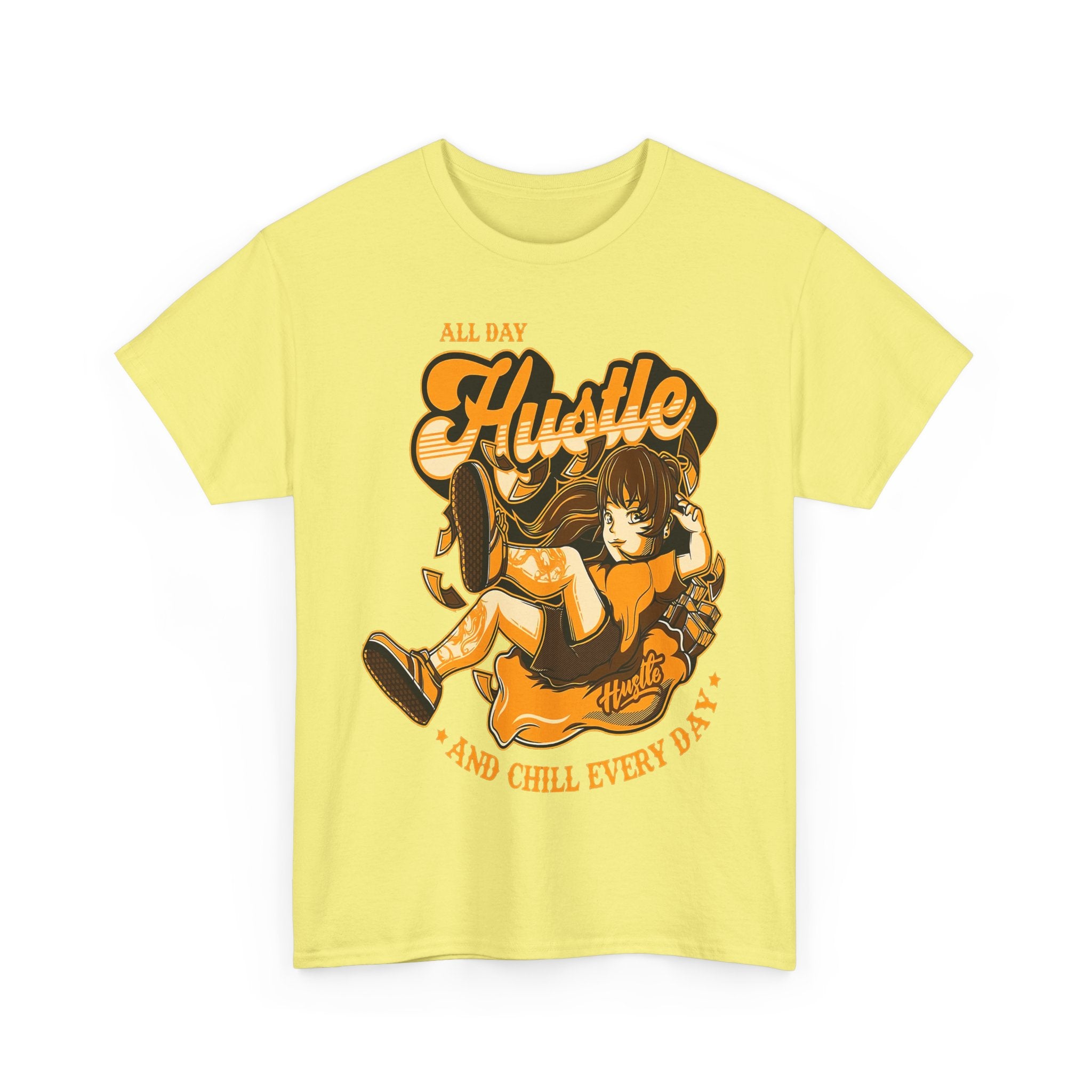 All Day Hustle Unisex Heavy Cotton Tee - Chill Vibes Graphic Tee