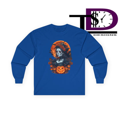 Halloween Graphic Long Sleeve Tee, Spooky Shirt, Unisex Fall Apparel, Halloween Costume, Autumn Sweatshirt, Pumpkin Design