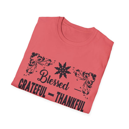 Grateful & Blessed T-Shirt, Spiritual Apparel, Thanksgiving Gift, Casual Wear, Unisex Gift Idea, Positive Affirmation Tee