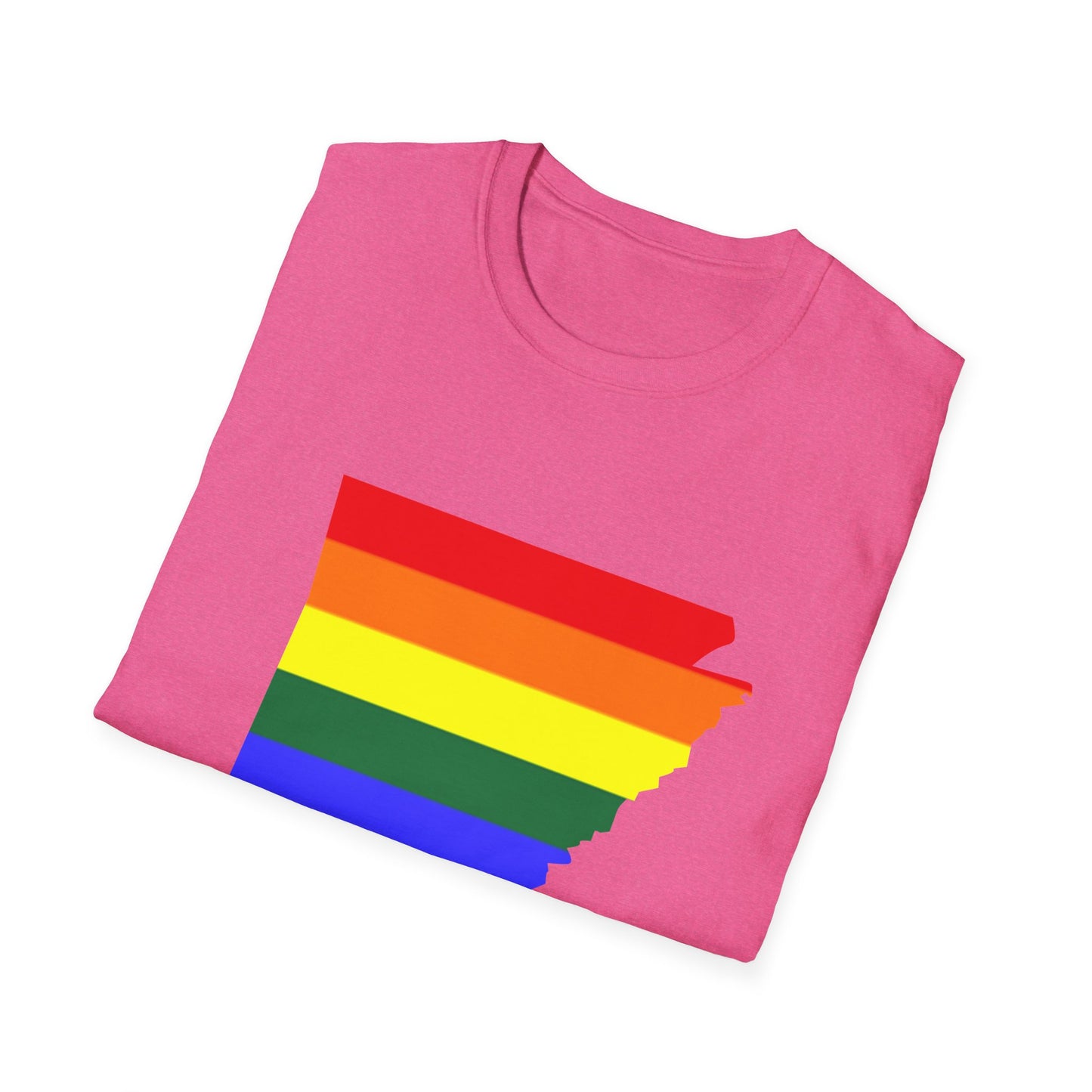 Pride Arkansas T-Shirt, Unisex Rainbow Tee, LGBTQ+ Apparel, Softstyle T-Shirt, Equality Shirt, Gift for Pride Month