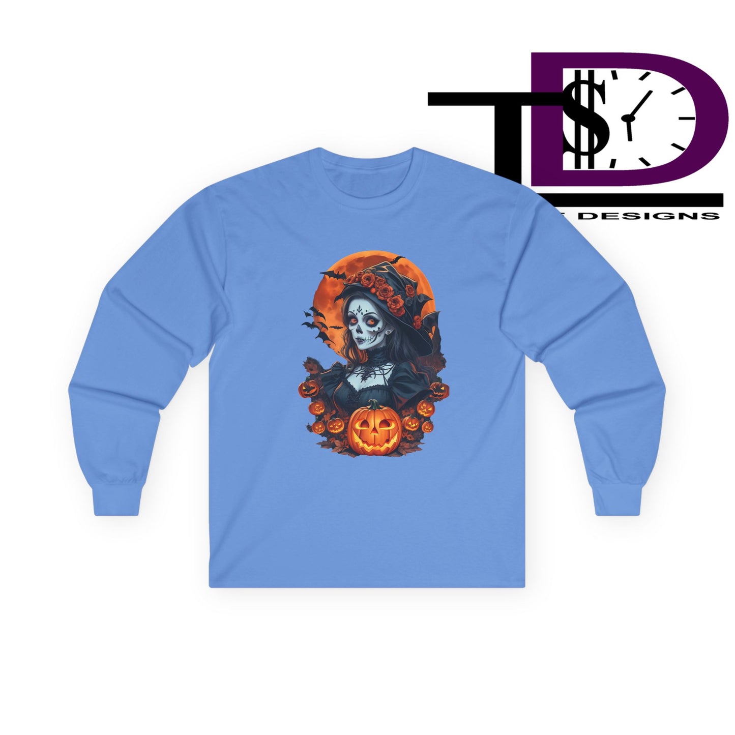 Halloween Graphic Long Sleeve Tee, Spooky Shirt, Unisex Fall Apparel, Halloween Costume, Autumn Sweatshirt, Pumpkin Design