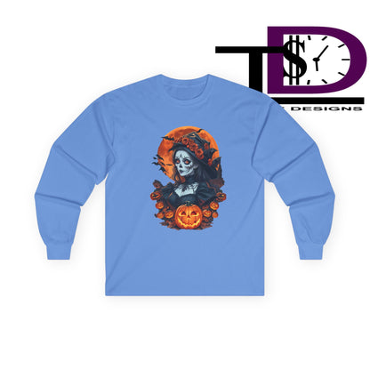 Halloween Graphic Long Sleeve Tee, Spooky Shirt, Unisex Fall Apparel, Halloween Costume, Autumn Sweatshirt, Pumpkin Design