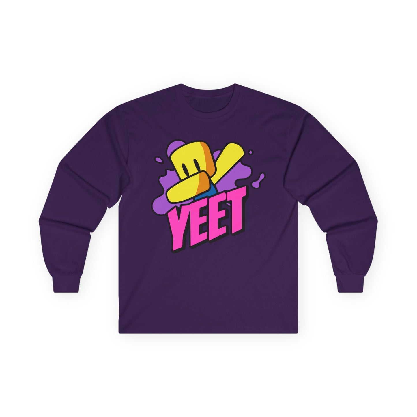 Yeet Graphic Long Sleeve Tee — Bold Cartoon Hat Streetwear