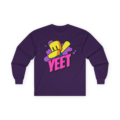 Yeet Graphic Long Sleeve Tee — Bold Cartoon Hat Streetwear