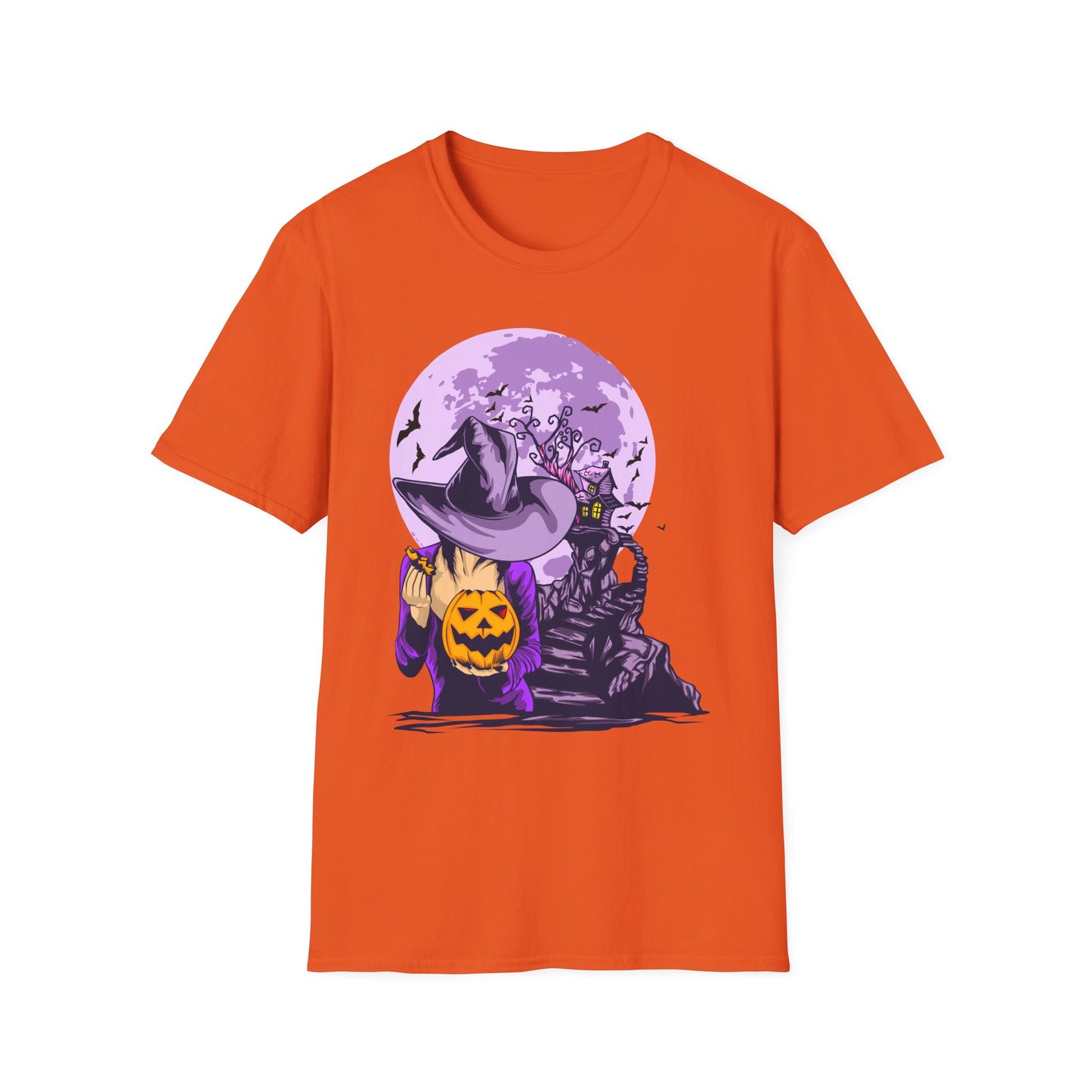 Halloween Witch T-Shirt, Unisex Softstyle Tee, Spooky Season Apparel, Pumpkin Graphic Shirt, Trick or Treat Shirt