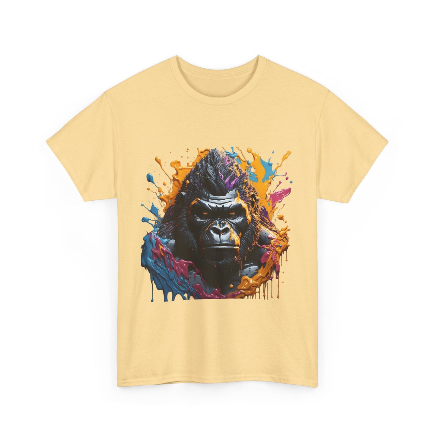 Colorful Gorilla Art Unisex Heavy Cotton Tee - Bold Graphic Tee for Animal Lovers