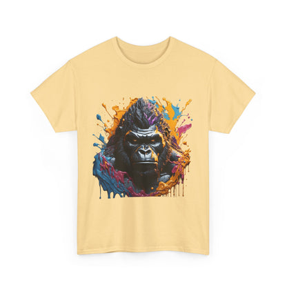 Colorful Gorilla Art Unisex Heavy Cotton Tee - Bold Graphic Tee for Animal Lovers