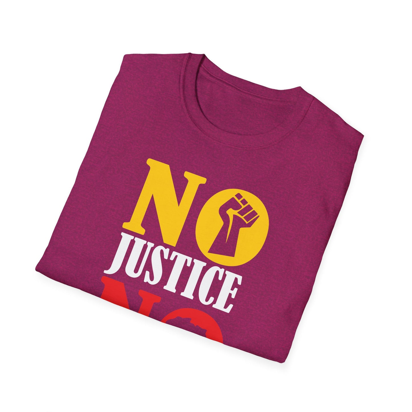 Justice No Peace T-Shirt | Unisex Softstyle Tee | Activism Apparel | Social Justice Gift | Orange Protest Shirt | Statement Tee
