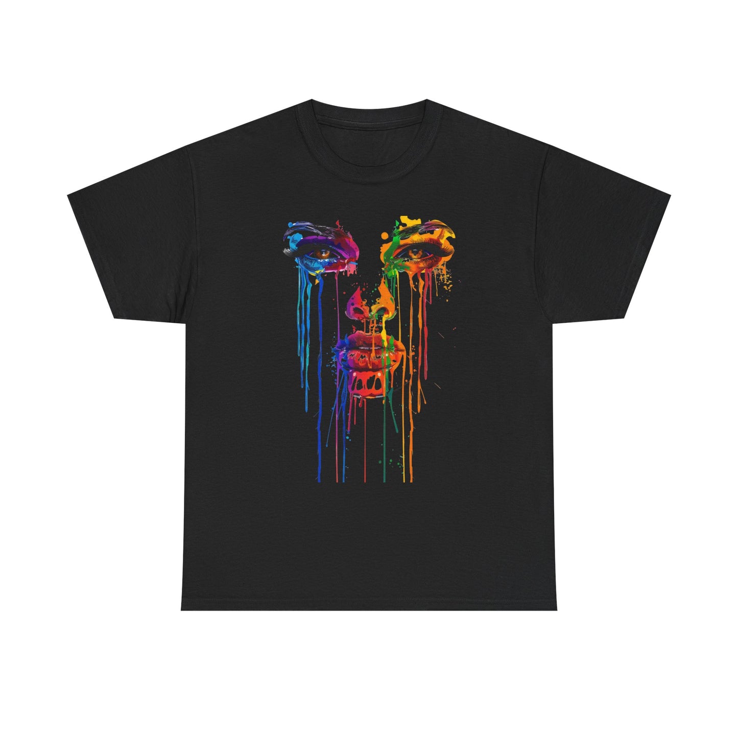 Artistic Rainbow Drip Unisex Heavy Cotton Tee | Vibrant Fashion for Self-Expression