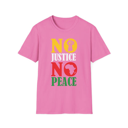 Justice No Peace T-Shirt | Unisex Softstyle Tee | Activism Apparel | Social Justice Gift | Orange Protest Shirt | Statement Tee
