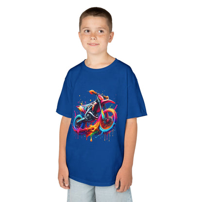 Kids' Motorcycle Graphic Tee - Vibrant Splash Design
