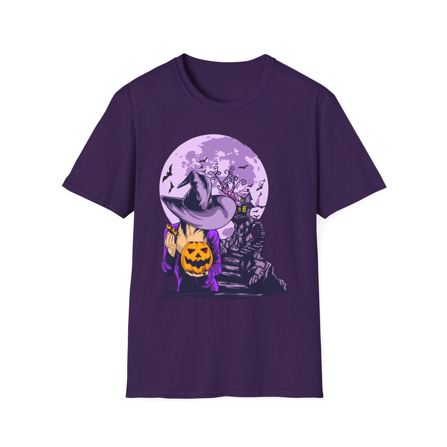 Halloween Witch T-Shirt, Unisex Softstyle Tee, Spooky Season Apparel, Pumpkin Graphic Shirt, Trick or Treat Shirt