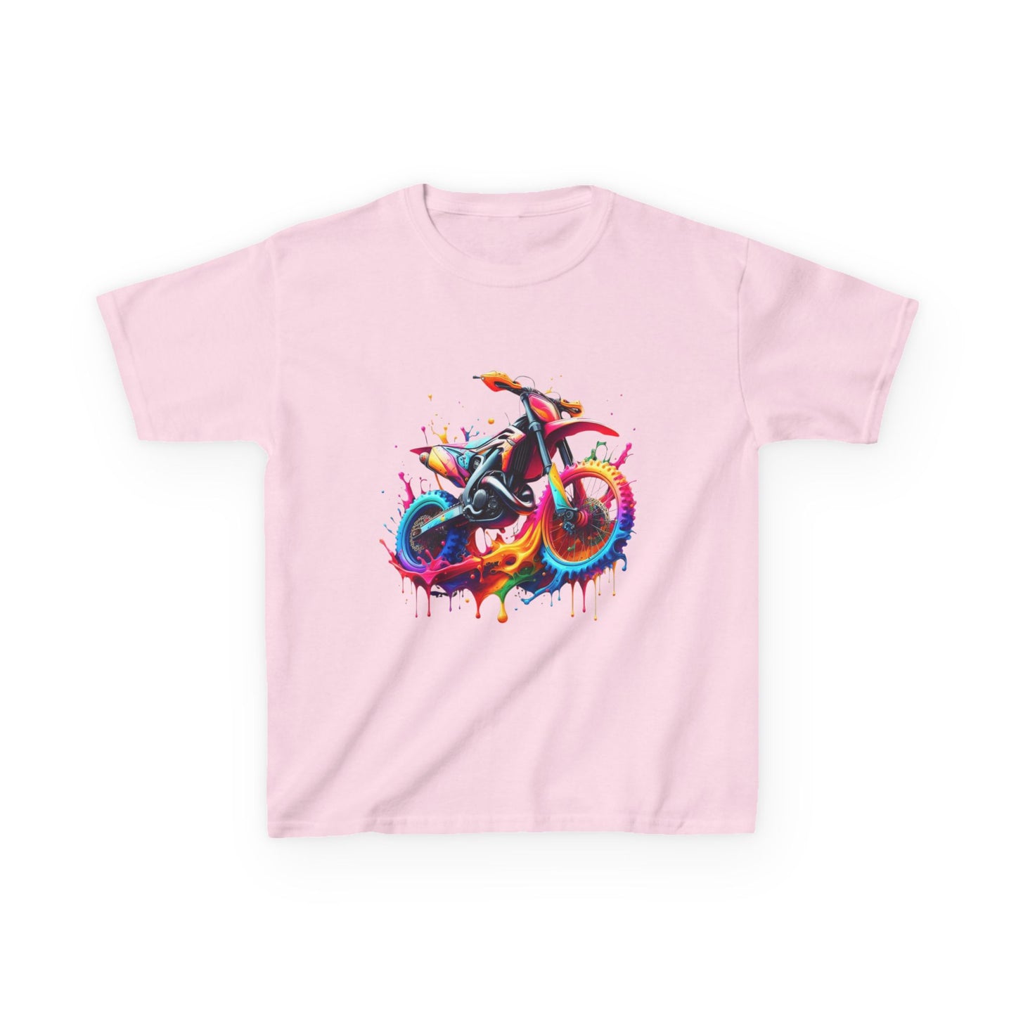 Kids' Motorcycle Graphic Tee - Vibrant Splash Design