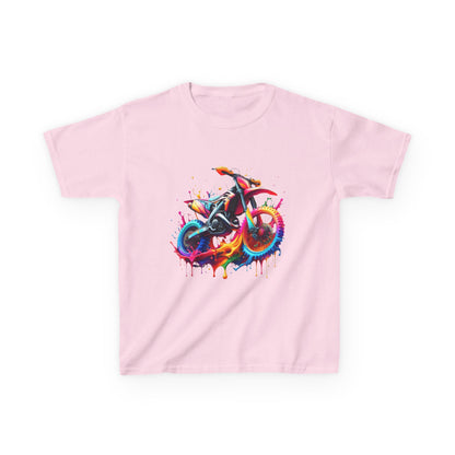 Kids' Motorcycle Graphic Tee - Vibrant Splash Design