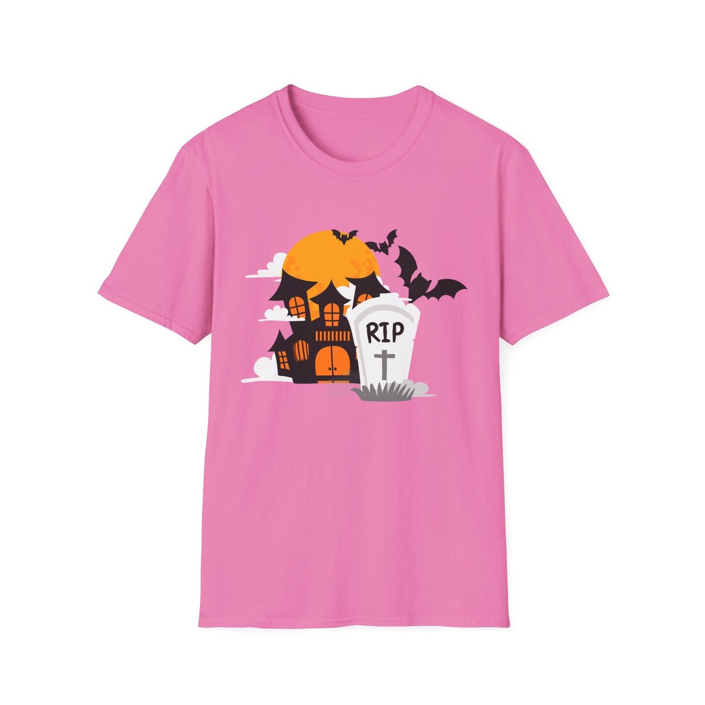 Spooky Halloween T-Shirt, Unisex Softstyle Tee, Pumpkin and Haunted House Design, Fun Fall Shirt, Perfect for Halloween Parties, Trick [...]